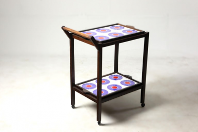 Brazilian Mid Century Modern Tiled Tea Cart with Removable Trays Brazil 1960s