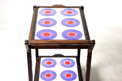 Brazilian Mid Century Modern Tiled Tea Cart with Removable Trays Brazil 1960s