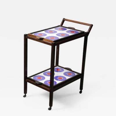 Brazilian Mid Century Modern Tiled Tea Cart with Removable Trays Brazil 1960s