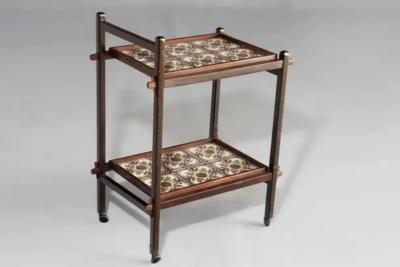 Brazilian Mid Century Modern Tiled Tea Cart with Removable Trays Brazil 1960s