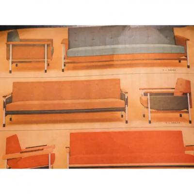 Brazilian Mid Century Pink Sofa Bed by Catalina S A c 1960s