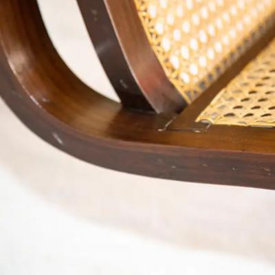 Brazilian Mid Century Rocking Chair in Hardwood and Caning Unknown c 1960 s