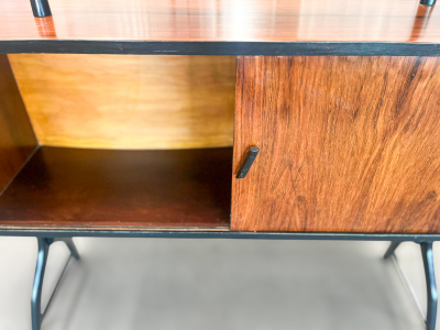 Brazilian Mid century Modern Bar with Curved Shape in Two Woods c 1950s