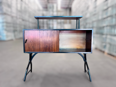 Brazilian Mid century Modern Bar with Curved Shape in Two Woods c 1950s