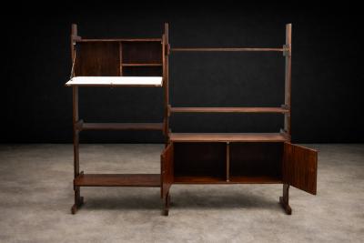 Brazilian Modern Adjustable Bookshelf with Cabinets in Rosewood Brazil 1960s
