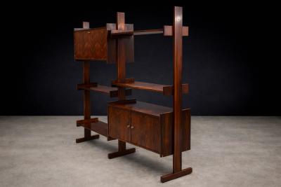 Brazilian Modern Adjustable Bookshelf with Cabinets in Rosewood Brazil 1960s