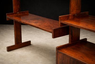 Brazilian Modern Adjustable Bookshelf with Cabinets in Rosewood Brazil 1960s