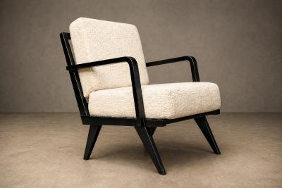 Brazilian Modern Armchair in Hardwood and Boucl Unknown Brazil 1960s