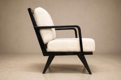 Brazilian Modern Armchair in Hardwood and Boucl Unknown Brazil 1960s