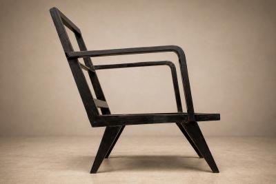 Brazilian Modern Armchair in Hardwood and Boucl Unknown Brazil 1960s