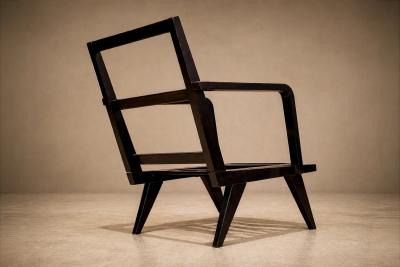 Brazilian Modern Armchair in Hardwood and Boucl Unknown Brazil 1960s