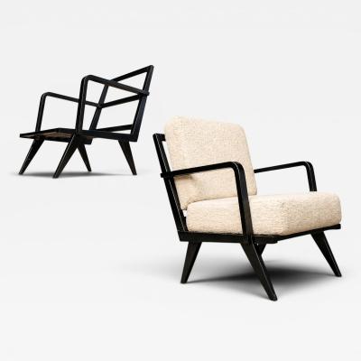 Brazilian Modern Armchair in Hardwood and Boucl Unknown Brazil 1960s