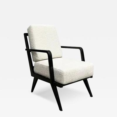 Brazilian Modern Armchair in Hardwood and Boucle Unknown Brazil 1960s