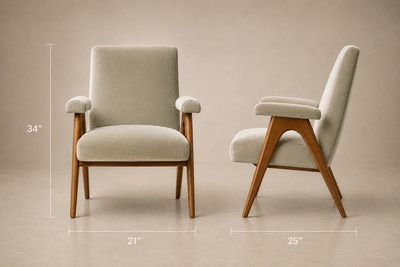 Brazilian Modern Armchair in Sage Greige Mohair and Hardwood Brazil