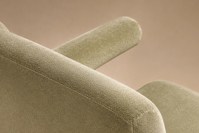 Brazilian Modern Armchair in Sage Greige Mohair and Hardwood Brazil