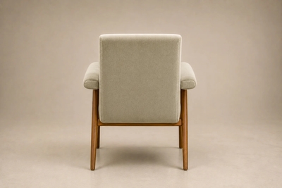 Brazilian Modern Armchair in Sage Greige Mohair and Hardwood Brazil