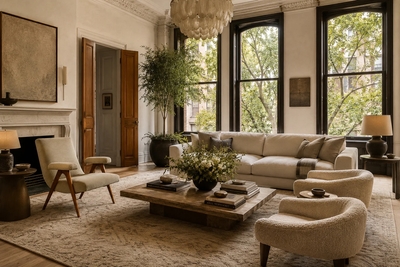 Brazilian Modern Armchair in Sage Greige Mohair and Hardwood Brazil