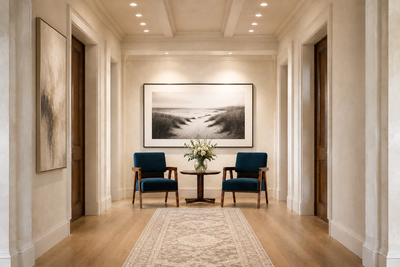 Brazilian Modern Armchairs in Imbuia Wood and Deep Petrol Blue Mohair