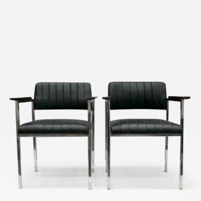 Brazilian Modern Armchairs in Steel Leather Wood Unknown 1960s Brazil