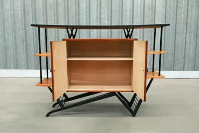 Brazilian Modern Bar in Hardwood Party Motif Marquetry Unknown 1950s Brazil