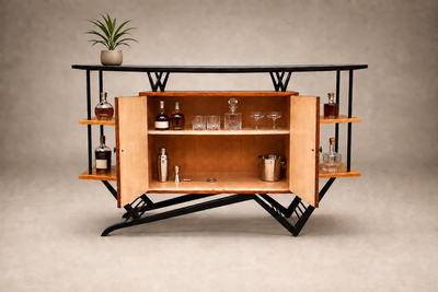 Brazilian Modern Bar in Imbuia Roxinho Pau Marfim with Party Motif Brazil