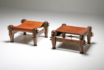 Brazilian Modern Brutalist Pair of Stools Brazil 1960s
