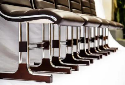 Brazilian Modern Chair Set in Leather Chrome and Hardwood by Braszenski 1970s