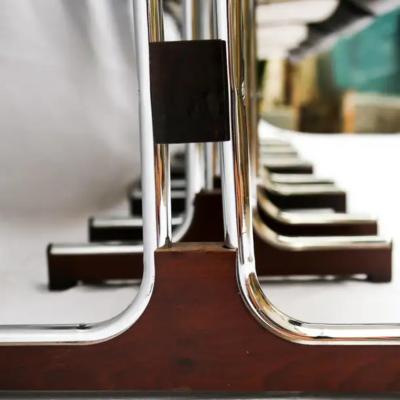 Brazilian Modern Chair Set in Leather Chrome and Hardwood by Braszenski 1970s