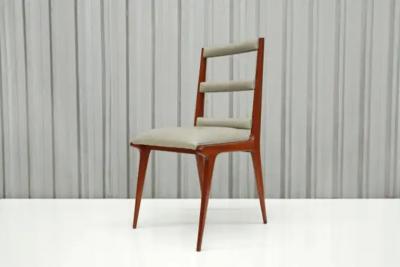 Brazilian Modern Chairs in Hardwood Beige Leather Unknown Brazil 1950s