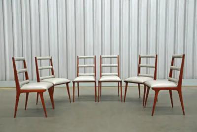 Brazilian Modern Chairs in Hardwood Beige Leather Unknown Brazil 1950s