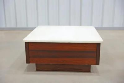 Brazilian Modern Coffee Table in Hardwood Marble Top Unknown c 1960