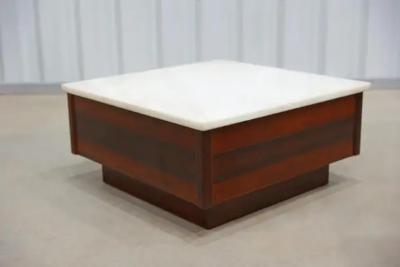 Brazilian Modern Coffee Table in Hardwood Marble Top Unknown c 1960