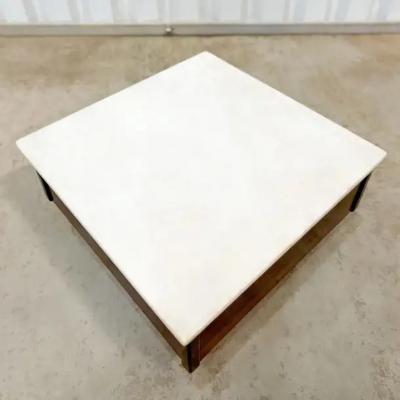 Brazilian Modern Coffee Table in Hardwood Marble Top Unknown c 1960