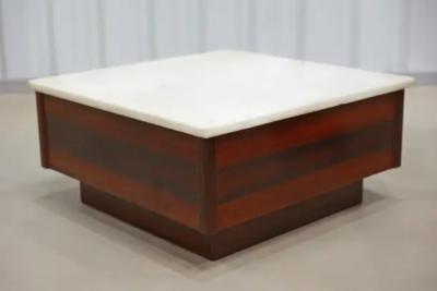 Brazilian Modern Coffee Table in Hardwood Marble Top Unknown c 1960