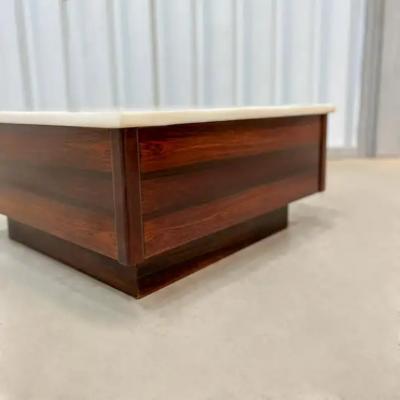 Brazilian Modern Coffee Table in Hardwood Marble Top Unknown c 1960