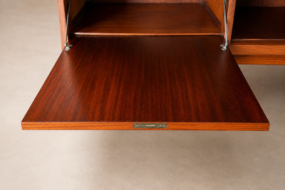 Brazilian Modern Four Door Four Drawer Cavi na Credenza with Drop Front Bar