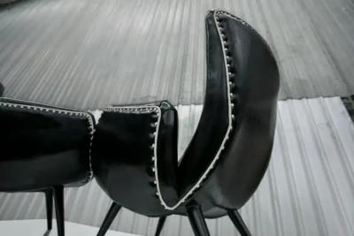 Brazilian Modern Pair of Armchairs in Faux Black Leather Unknown c 1950 s