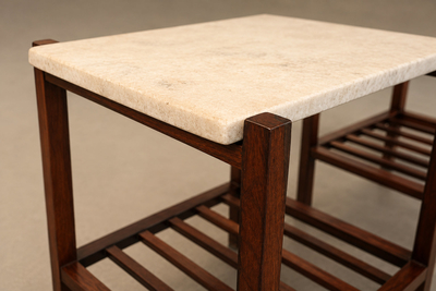 Brazilian Modern Pair of Side Tables in Rosewood Marble Brazil