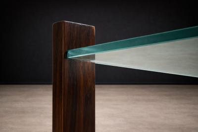 Brazilian Modern Pair of Square Side Tables in Rosewood and Glass Brazil 1960s
