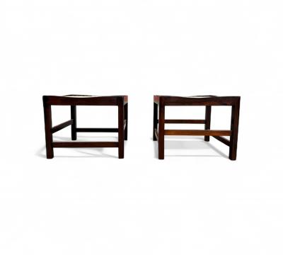 Brazilian Modern Pair of Stools in Rosewood and Cane Unknown 1960s