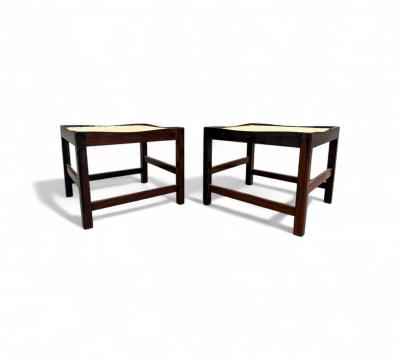 Brazilian Modern Pair of Stools in Rosewood and Cane Unknown 1960s