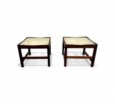 Brazilian Modern Pair of Stools in Rosewood and Cane Unknown 1960s