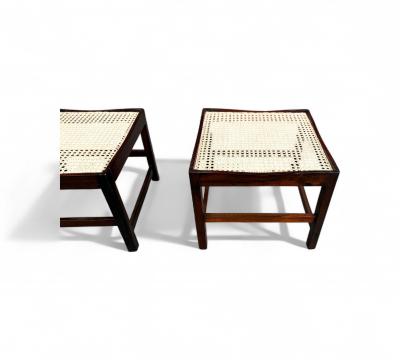 Brazilian Modern Pair of Stools in Rosewood and Cane Unknown 1960s