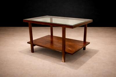 Brazilian Modern Rectangular Side Table in Rosewood Glass Unknown 1960s