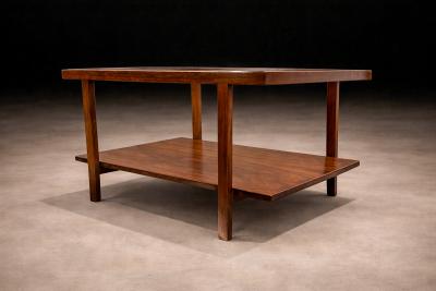 Brazilian Modern Rectangular Side Table in Rosewood Glass Unknown 1960s