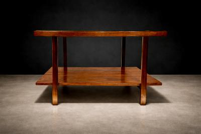 Brazilian Modern Rectangular Side Table in Rosewood Glass Unknown 1960s