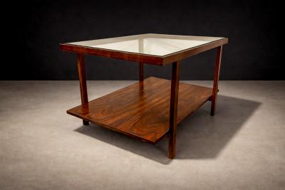 Brazilian Modern Rectangular Side Table in Rosewood Glass Unknown 1960s