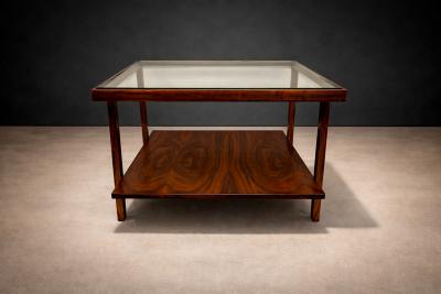 Brazilian Modern Rectangular Side Table in Rosewood Glass Unknown 1960s