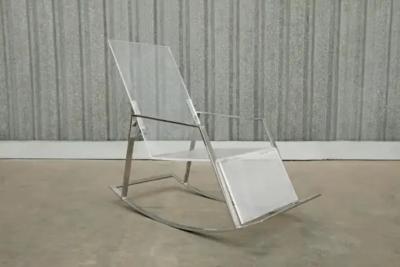 Brazilian Modern Rocking Chair in Metal and Acrylic Unknown 1970