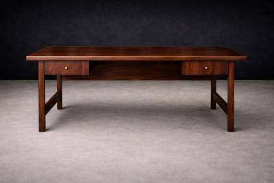 Brazilian Modern Rosewood Desk with Dual Drawers Brazil 1960s